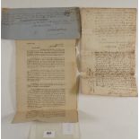 Part of old law paper of 8 July 1779 in envelope relating to the "ancient custom of horning a man at