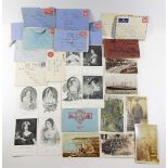 Postcards - small selection of cards including military, booklet of Moroccan including topless