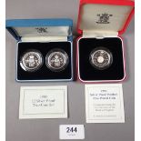 Royal mint issues of silver coins including: £2 proof two coin set (bill and claim of rights)