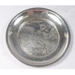 A silver small plate by The Royal Irish Silver Company engraved partridge, 12.5cm diameter, Dublin