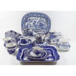 A collection of blue and white china to include Graingers Worcester 'Blue Dragon' cup and saucers,