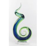 A studio glass sculpture of organic form, 33cm high (a/f to base)
