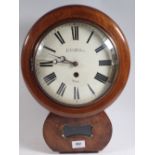 A mahogany small drop dial wall clock by Ketterer Ware