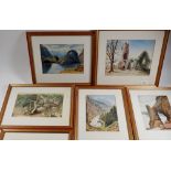 M G Hogarth - set of six watercolour landscapes, 20 x 26cm - distant relative of Hogarth