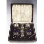 A Mappin and Webb silver plated six piece cruet set, boxed