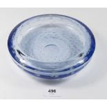 A White Friars blue bubble glass bowl 20.5cm diameter