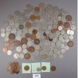 A quantity of pre-decimal and decimal UK coinage including: farthings, halfpennies, pennies, brass