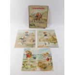 Four antique jigsaw puzzles - not boxed but with pictorial cards