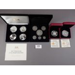 A miscellaneous lot of world coinage: silver commemorative and sets including: 2017 silver set