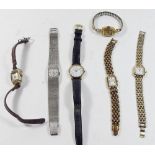 A vintage Hermes ladies wristwatch, Longines ladies wristwatch and four other ladies wristwatches