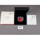 Royal Mint issue silver proof coin Alderney issue £5 remembrance day 2012 in presentation case,