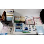 Box of European & ROW mint & used commem stamps, mostly from 1980s on, in albums, stock-books,