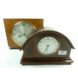 An Edwardian mahogany cased mantel clock and a Smiths vintage mantel clock, both with keys