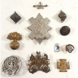A box of military badges and buttons