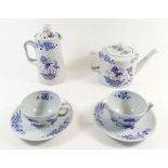 A Copeland Spode 'Bude' tea service comprising a teapot, four cups, ten saucers and hot water jug