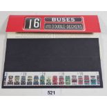 A set of five double decker bus stamps in wallet