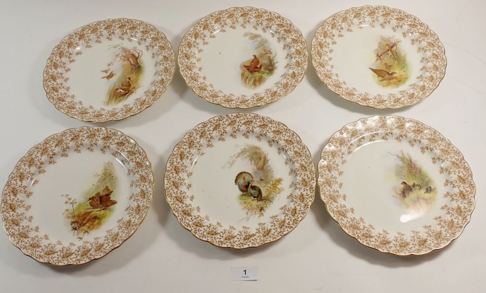 A Royal Worcester Vitreous game service comprising meat dish with bird head handles, twelve plates - Image 4 of 5