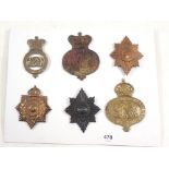 A collection of five Foot Guards valise badges, Grenadier and Coldstream with a Royal Marines H.P