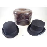 A Jelot of Paris re-inforced dressage top hat and a Lincoln re-inforced bowler hat with tin hat box