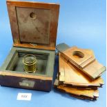 An antique mahogany cased plate camera a/f