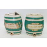 Two Staffordshire pottery barrels for Rum