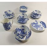 A 19th century Fenton 'Blue Dragon' Palladian part tea service comprising four cups and saucers,