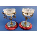 A pair of gilt metal and mirrored fairy light holders, with glass holders impressed 'Fairy