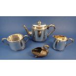 An Elkingtons silver-plated three-piece teaset and a silver-plated swan