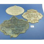 Three French zinc stable plaques - awarded as horse show prizes 1934 and 1964 for mares and