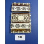 A 19th century Anglo Indian tortoiseshell card case with ivory decoration and pen work a/f