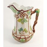 A Victorian Charles Meigh 'Trellis' press moulded jug painted with oak leaves and acorns