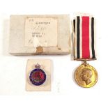 A Special Constabulary medal and badge for Glamorgan to Lewis J Hughes
