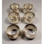 A set of six silver napkin rings, 155g