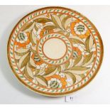 A Crown Ducal Charlotte Rhead charger with orange floral decoration, 33cm diameter