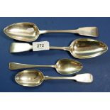 A pair of Georgian silver tablespoons London 1818, by Solomon Royes & John East Dix, and two