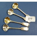 A set of four silver salt spoons, London 1865, by Samuel Hayne & Dudley Cater, 51g