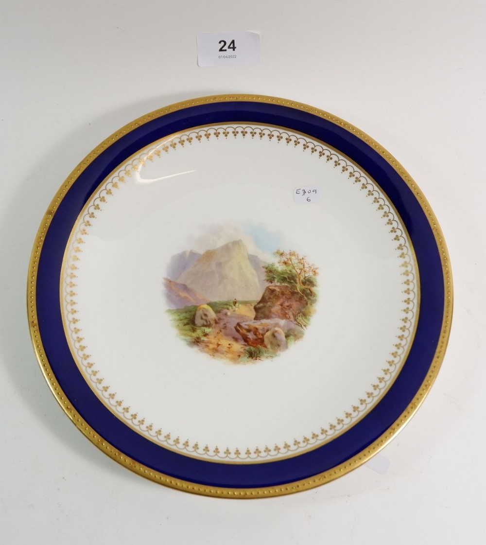 A 19th century Grainers Worcester plate painted 'Eagle Crag' by George Grainger, 13.5cm diameter