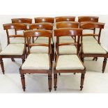 A set of ten 19th century Regency style mahogany bar back dining chairs on turned supports