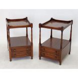 A pair of reproduction mahogany bedside tables with two drawers to base, 41 x 48cm