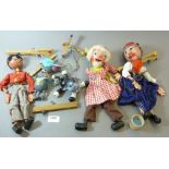 Five various Pelham puppets