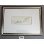 Hugh Casson - watercolour 'New Road' Aegina', 5.5 x 10cm with original receipt