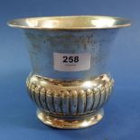 A silver half gadrooned urn form vase, 187g, 12 cm tall, London 1905