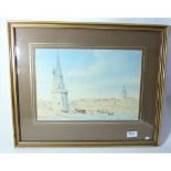 Desmond Wimsett - watercolour continental city scene possibly Italy, signed and dated 1982, 25 x