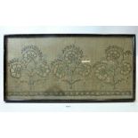 An 18th century floral embroidered panel with gilt thread, 24 x 49cm