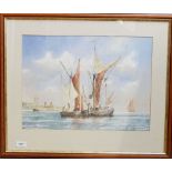 A watercolour Mediterranean yacht scene, signed indistinctly, 35 x 48cm