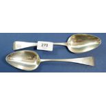 A pair of Georgian silver tablespoons, London 1812, by Solomon Hougham, 125g