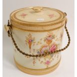 A Crown Devon Fieldings biscuit barrel with metal handle