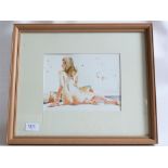 A watercolour nude woman, signed, 17 x 24cm