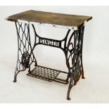 A Singer sewing machine treadle base