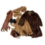 A mink fur coat and a fur jacket plus quantity of fur collars and stoles